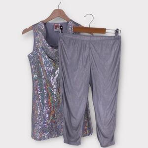 Disney Girls Teen L/14 CAMP ROCK Dress Up Costume 2 Piece Sequin Dress Leggings